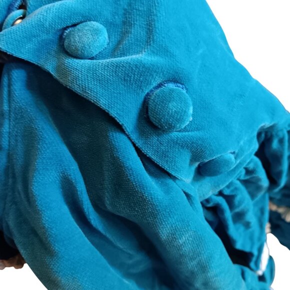 1OF1 2T 3T Vintage Velvet Baby Dress White Lace Trim & Button Details 1950's - Picture 7 of 9